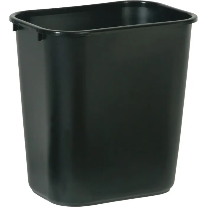 Rubbermaid Commercial 28-1/8 Qt. Black Rectangle Office Wastebasket