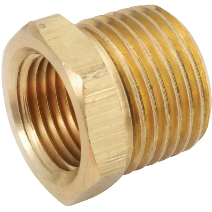 Anderson Metals Yellow Brass Hex Reducing Bushing - 1/2 in. MPT x 1/4 in. FPT