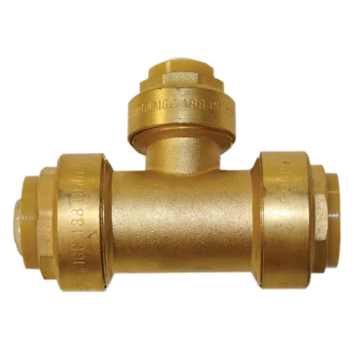 Jones Stephens 3/4" x 3/4" x 1/2" PlumBite Push On Reducing Tee, Lead Free
