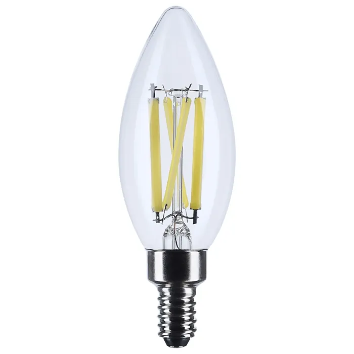 Satco 120V C11 LED Filament Candelabra Base Bulb (Clear) 5000K, 90CRI, 800 Lumens