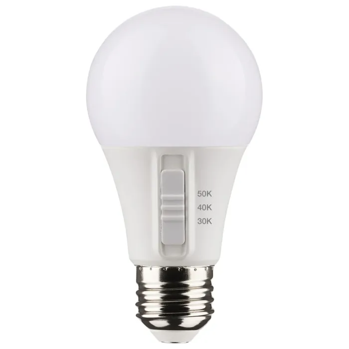 Satco 6 Watt A19 LED - Medium Base - CCT Selectable - Frost Finish - 90 CRI - 120 Volt - 4 Pack