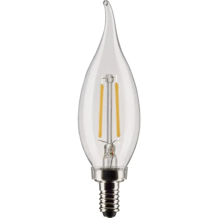 Satco 25W Equivalent Warm White CA10 Candelabra LED Decorative Light Bulb (2-Pack)