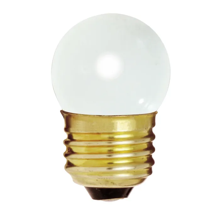 Satco 7.5 Watt S11 Incandescent - Gloss White - 2500 Average rated hours - 20 Lumens - Medium base - 120 Volt - Carded