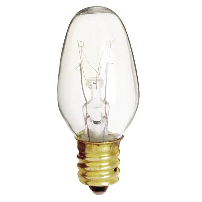 Satco 4 Watt C7 Incandescent - Clear - 3000 Average rated hours - 16 Lumens - Candelabra base - 120 Volt - 4-Card