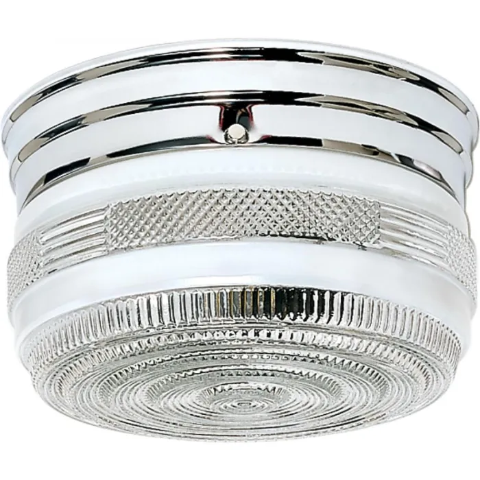 Satco Flush Mount Drum Light (Clear/White) 8 in.
