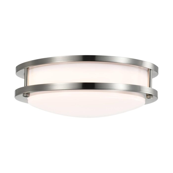 Satco LED 3000K Flush Mount Fixture (Brushed Nickel/White) 10 in.