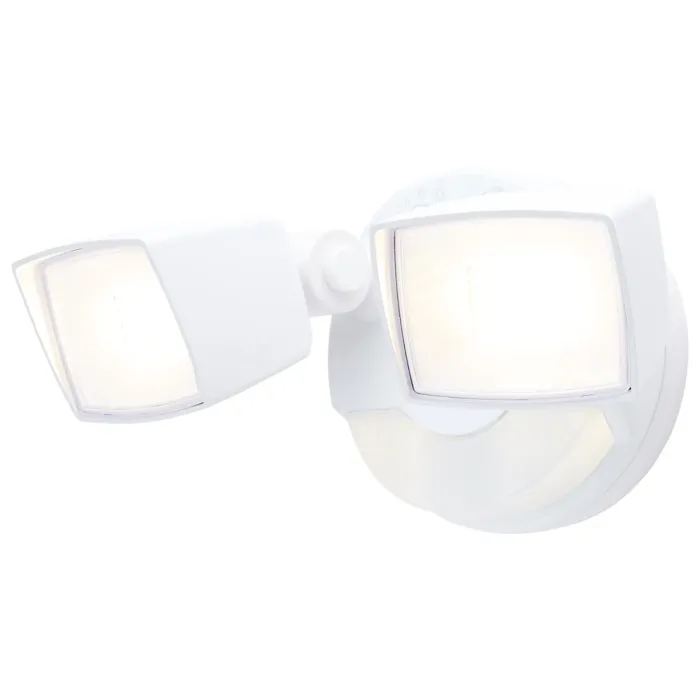 Satco LED Security Light with Nightlight - PIR Sensor - Dual Head - Field Selectable - White Finish