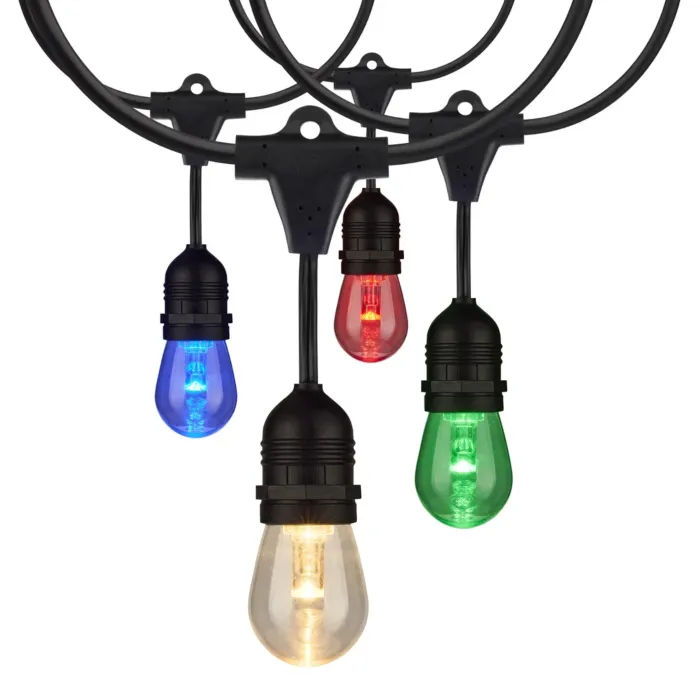 Satco 24Ft - LED String Light - 12-S14 lamps - 120 Volts - RGBW with Infrared Remote