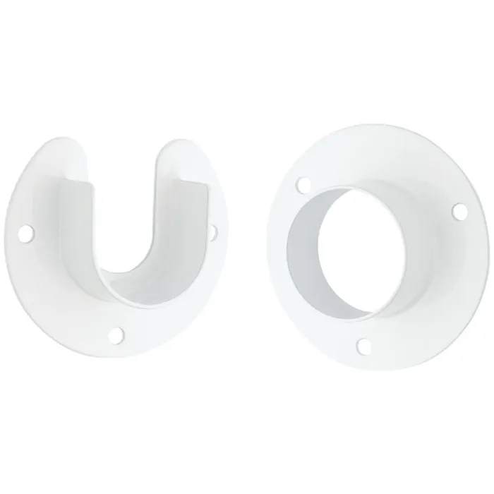 National Hardware Stanley Home Designs 1-5/16 In. Zinc Closet Rod Socket, White (2-Pack)
