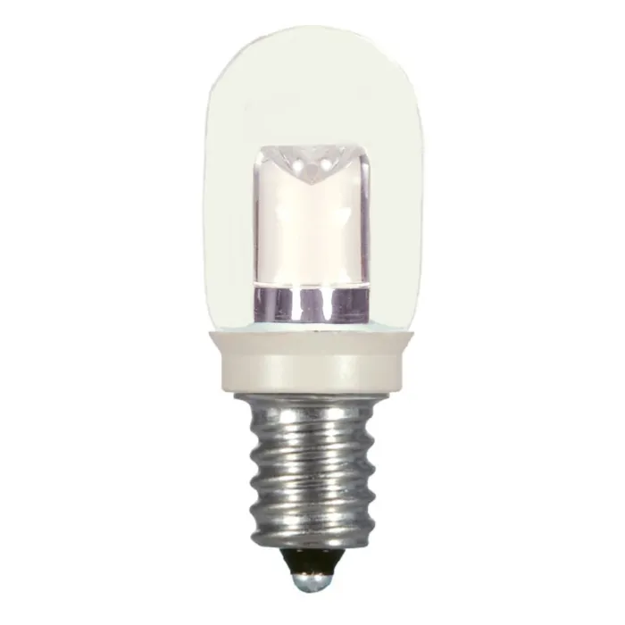 Satco 0.8 Watt LED - T6 - Clear - 2700K - Candelabra base - 120 Volt - Carded