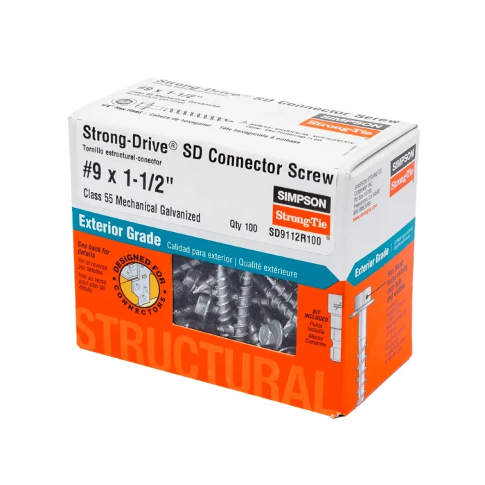 Simpson Strong-Tie Galvanized 1/4 in. Hex Strong-Drive® SD CONNECTOR Screw (100pk) #9 x 1-1/2 in.