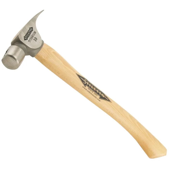 Stiletto 10 oz Titanium Smooth Face Hammer with 14.5 in. Curved Hickory Handle
