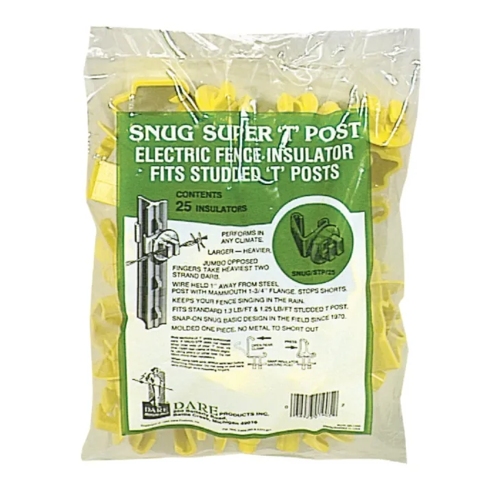 Dare Products Dare Snug Snap-On Yellow Polyethylene Electric Fence Insulator (25-Pack)