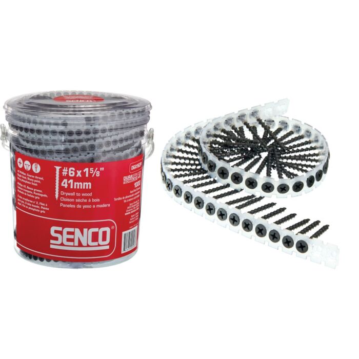 Senco DuraSpin Phillips Bugle Head Collated Drywall Screw, Phospate Finish (1000pk) #6 x 1-5/8 in.