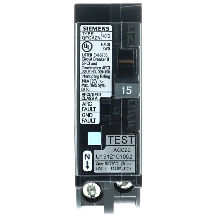 Siemens Breaker 15A Dual Func P-O Neut