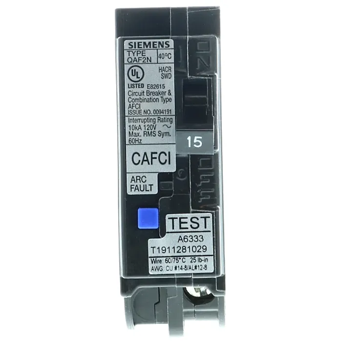 Siemens BRKR QAF2N AFCI 1P 120V 15A 10kA