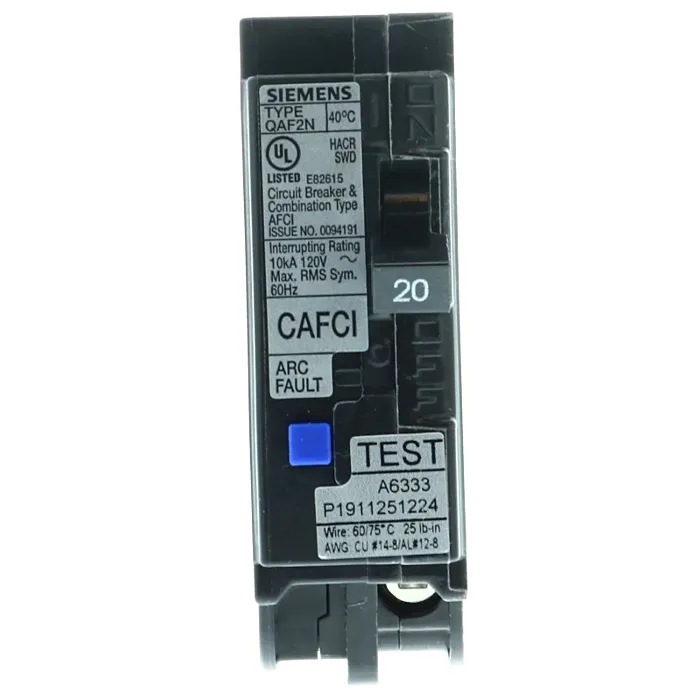 Siemens BRKR QAF2N AFCI 1P 120V 20A 10kA