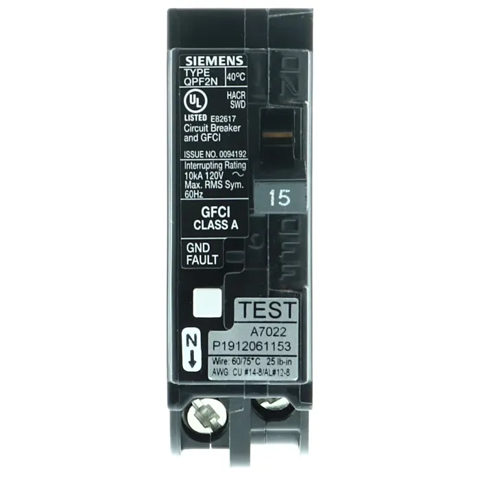 Siemens Breaker 15A GFCI P-O Neut 1-pole