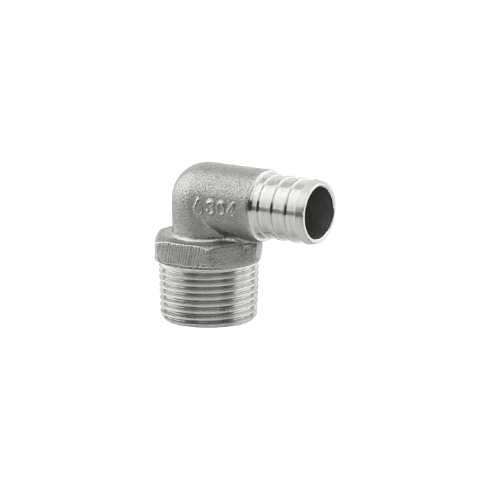 Boshart Industries SS Crimp Pex Fitting x 90° Elbow - 1 in. x 1 in. mpt