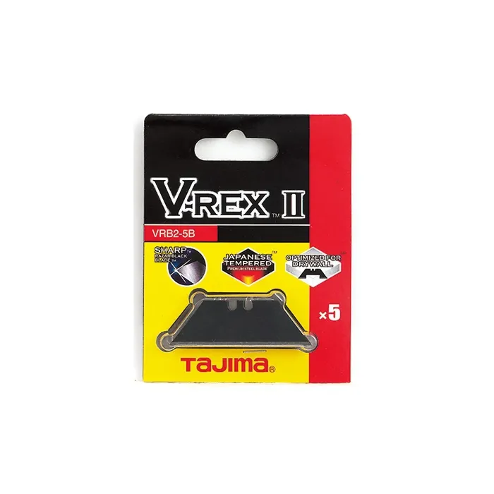 TAJIMA TOOL V-REX™ II, premium tempered steel utility knife blades, 5-blade pack