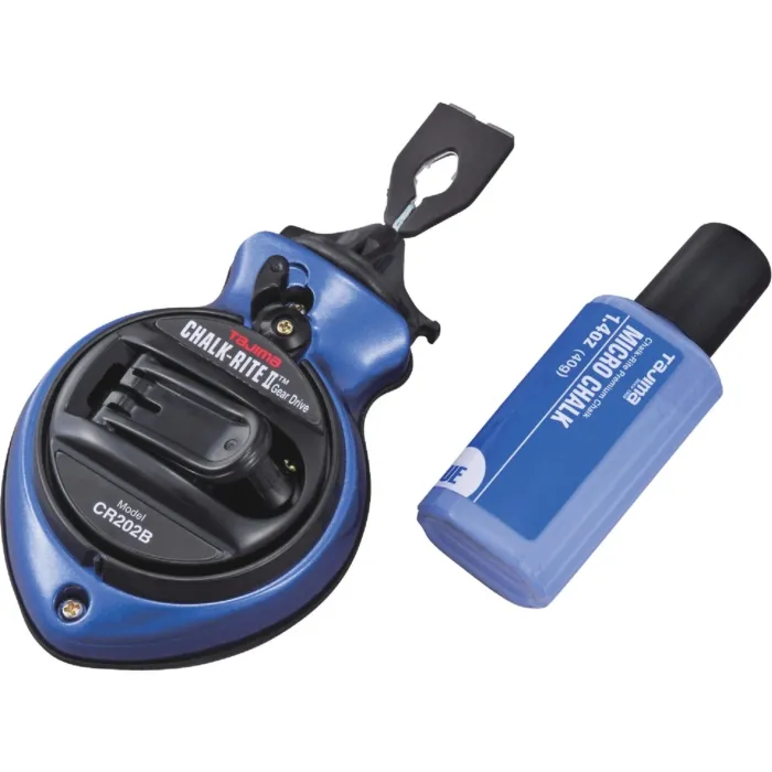 TAJIMA TOOL Tajima Chalk-Rite II 100 Ft. Ultra-Thin Chalk Line Reel and Chalk, Blue