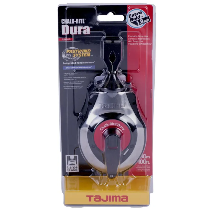 TAJIMA TOOL Chalk-Rite® Dura 1 mm chalk snap line with Integrated Handle Release