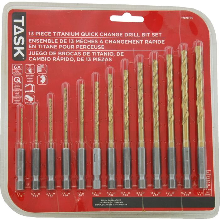 TASK® 1/16 - 1/4 in High Speed Steel Titanium Nitride Coated Drill Bit Set