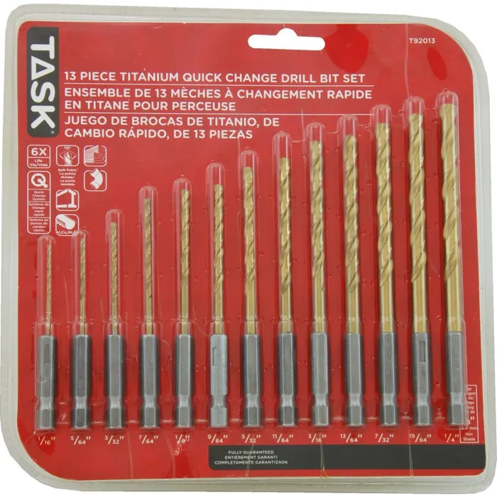 TASK® 1/16 - 1/4 in High Speed Steel Titanium Nitride Coated Drill Bit Set