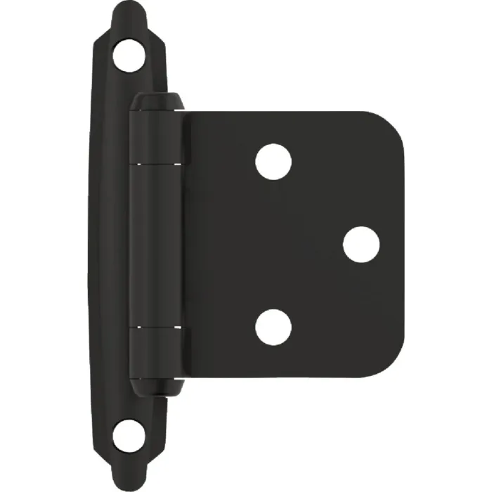 Amerock Variable Overlay Self-Closing Face-Mount Cabinet Hinge (Matte Black - 10pk) 3/8 in.
