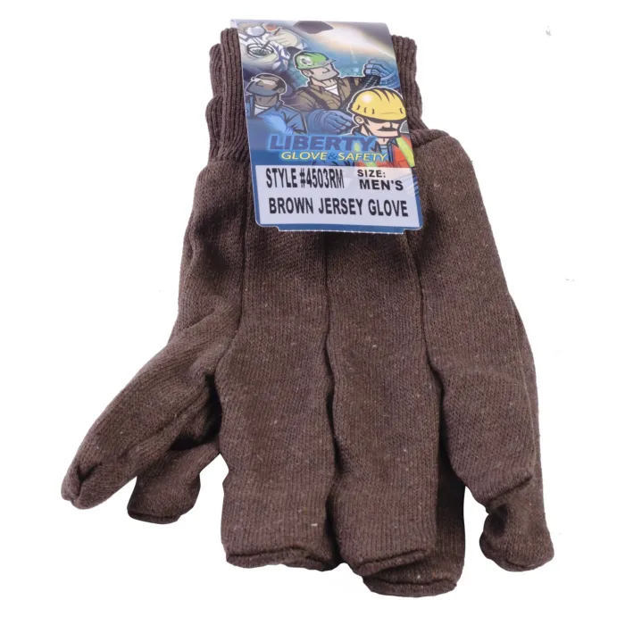 Liberty Safety Men's Cotton Brown Jersey Gloves