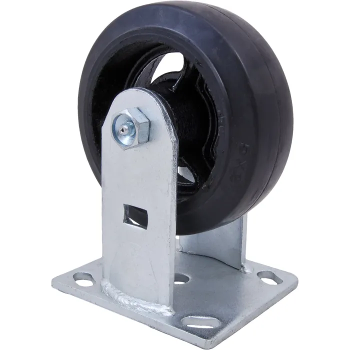 World Casters & Equipment Manufacturing 450 lb 5 in Rubber on Cast Iron Rigid Caster