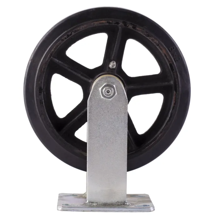 World Casters & Equipment Manufacturing 600 lb 8 in Rubber on Cast Iron Rigid Caster