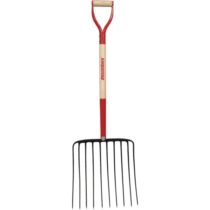 Razor-Back 30 In. D-Grip Wood Handle Forged Ensilage Pitch Fork (10-Tine)