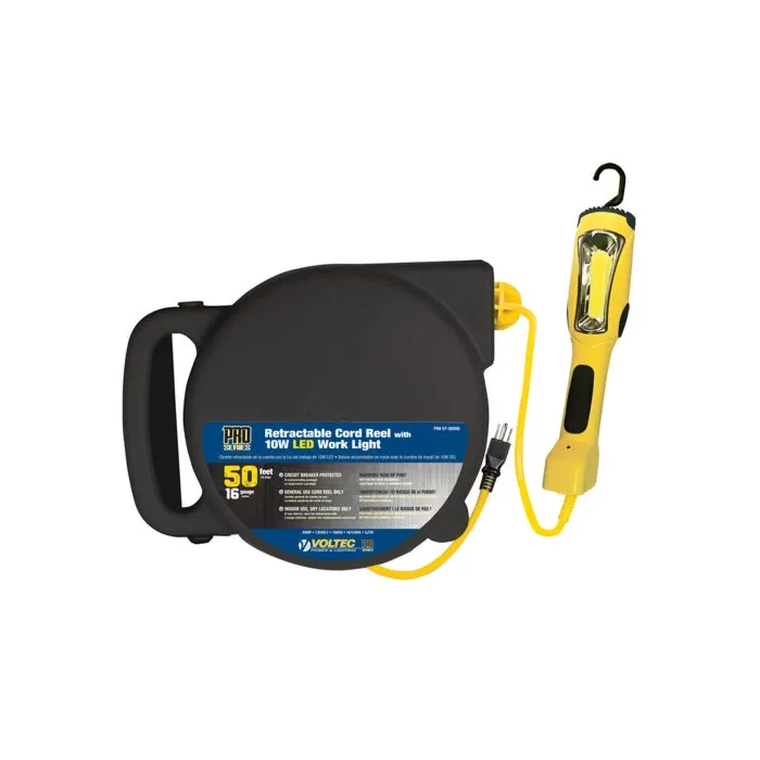 Voltec Power and Lighting 0.416666666666667 1250 W SJTW Retractable Cord Reel with 10 W LED Work Light
