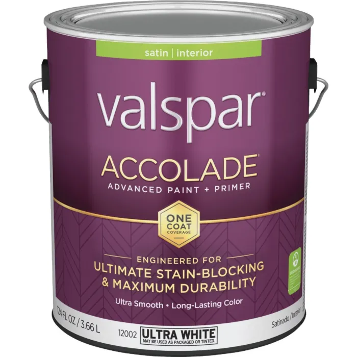 Valspar Accolade Premium Acrylic Paint & Primer (Satin - Ultra White Base) 1 gal