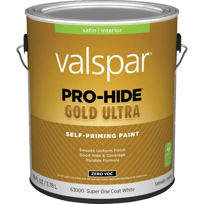 Valspar Pro-Hide Gold Ultra Self-Priming Interior Wall Paint (Satin - Super-One Coat White) 1 gal