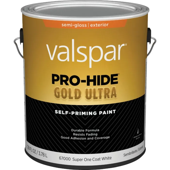 Valspar Pro-Hide Gold Ultra Latex Self-Priming Exterior Paint (Semi-Gloss - White) 1 gal