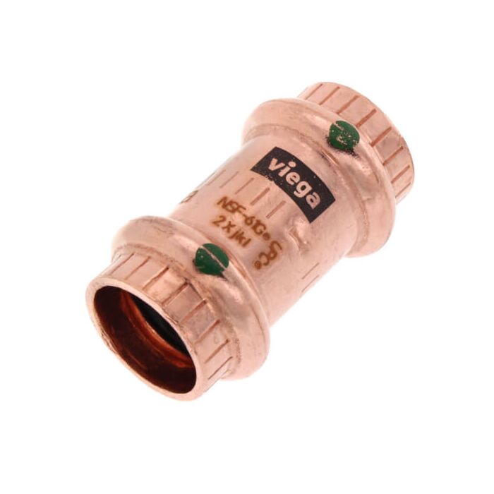 1/2 in Copper Pipe Coupling with Stop