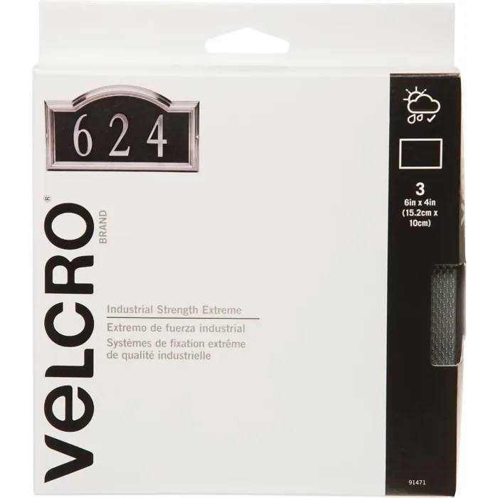 Velcro VELCRO Brand Industrial Strength Extreme Black 4 In. x 6 In. Adhesive Hook & Loop Strip (3 Ct.)