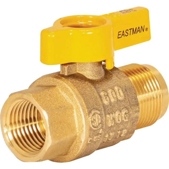EASTMAN Brass Gas Ball Valve - 5/8 in. OD Male Flare x 1/2 in. FIP