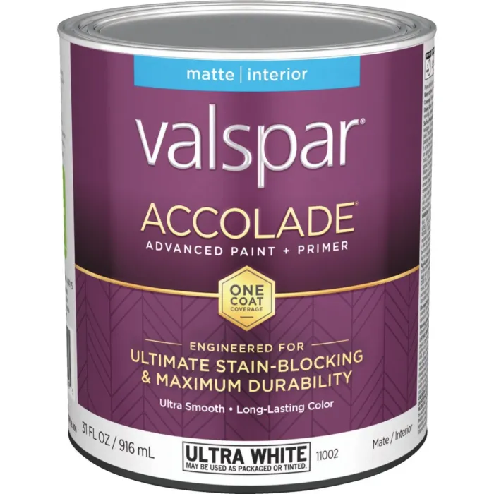 Valspar Accolade Premium Interior Paint & Primer (Matte - Ultra White Base) 1 qt.