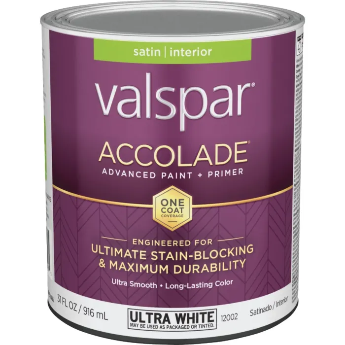 Valspar Accolade Premium Interior Paint & Primer (Satin - Ultra White Base) 1 qt.