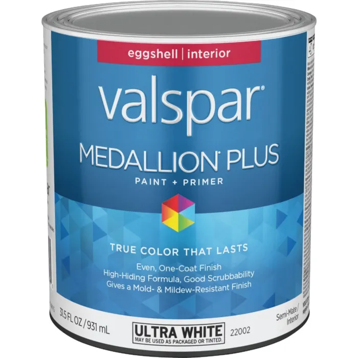 Valspar Medallion Plus Premium Interior Paint & Primer (Eggshell - Ultra White) 1 qt.
