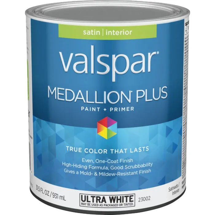 Valspar Medallion Plus Premium Interior Paint & Primer (Satin - Ultra White) 1 qt.