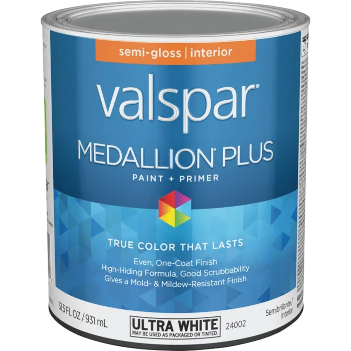 Valspar Medallion Plus Premium Interior Paint & Primer (Semi-Gloss - Ultra White) 1 qt.