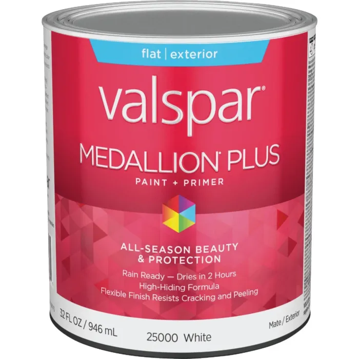 Valspar Medallion Plus Premium Exterior Paint & Primer (Flat - White) 1 qt.