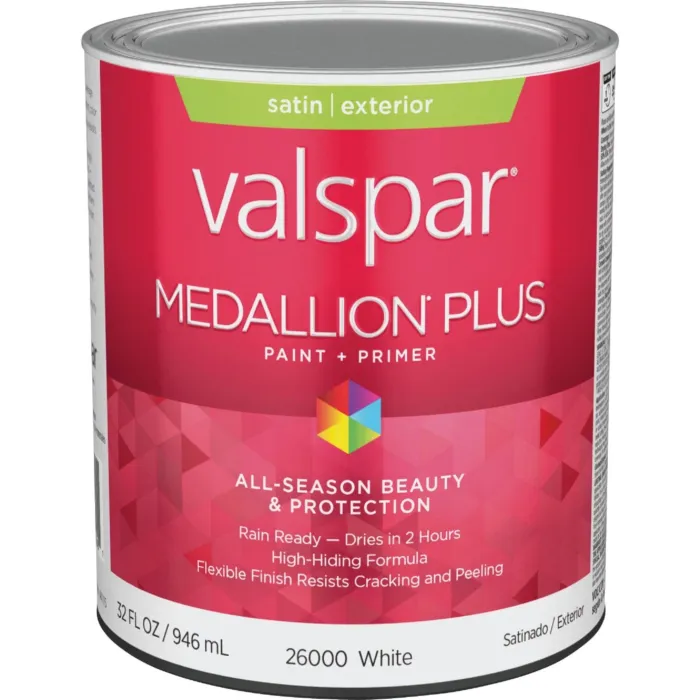 Valspar Medallion Plus Premium Exterior Paint & Primer (Satin - White) 1 qt.