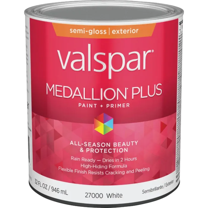 Valspar Medallion Plus Premium Exterior Paint & Primer (Semi-Gloss - White) 1 qt.