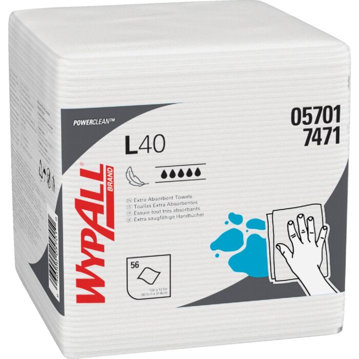 Wypall WypAll L40 Quarter Fold White Wiper Hand Towel (18 Count)
