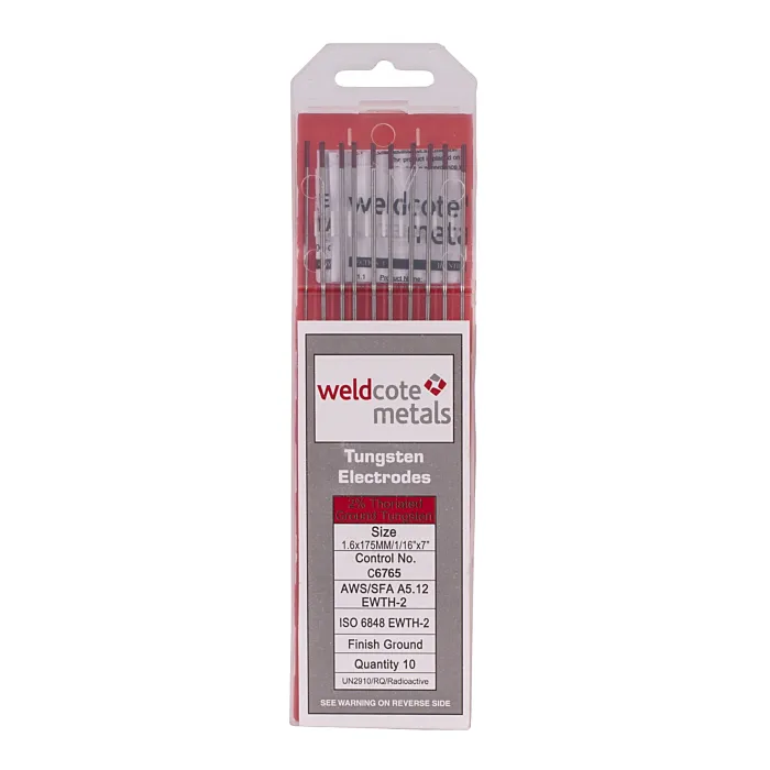 Weldcote 1/16 X 7" 2% Thoriated Tungsten Ground